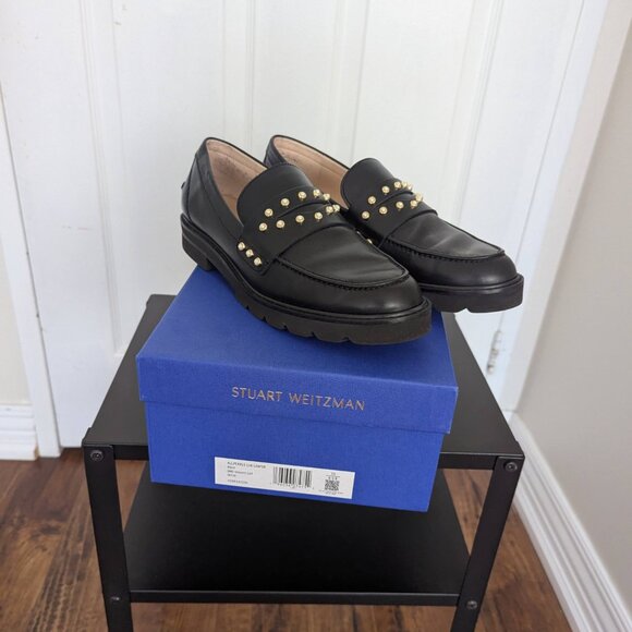 Stuart Weitzman loafers size 8.5 in black - Picture 3 of 13